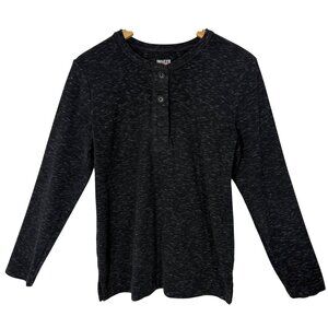 Duluth Trading Women’s Slub Knit Henley Top Medium Black Long Sleeve 95% Cotton‎